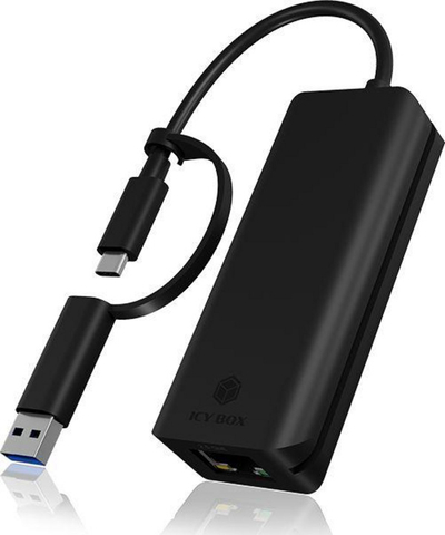 Përshtatës RaidSonic Icy Box (IB - LAN300 - C3), Ethernet RJ - 45 në USB - C, i zi
