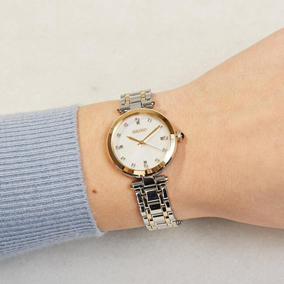 Orë për femra Seiko Quartz SRZ532P1, e argjendtë/artë