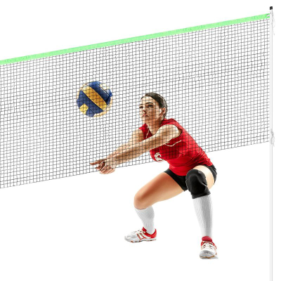 Set rrjete volejbolli e badminton Enero 609x220 cm, me shtylla, jeshile