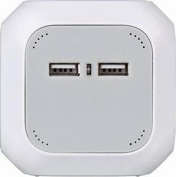 Prizë zgjatuese Brennenstuhl Extension Cord Cube, 4x prizë, 2x USB 2.1A, e bardhë gri