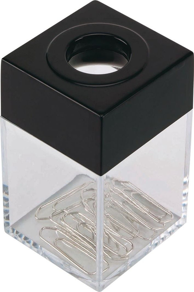 Kontejner magnetik për kapëse letre Q-CONNECT May, transparent, i zi