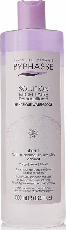 Solucion micelar Byphasse Biphasic Waterproof, 500ml, për heqjen e makeup-it
