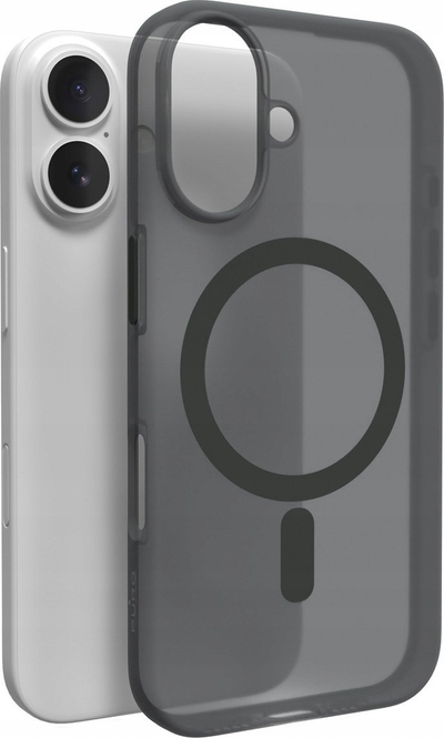 Mbrojtëse telefoni Puro Daylight MagSafe për iPhone 16 Plus, soft touch, gjysmë transparente, e zezë