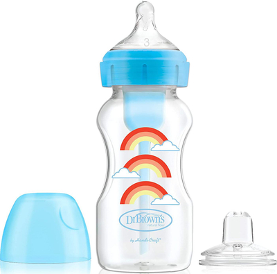 Dr. Brown's Options+ Широко Грло Sippy Шише, 270 ml, Сина