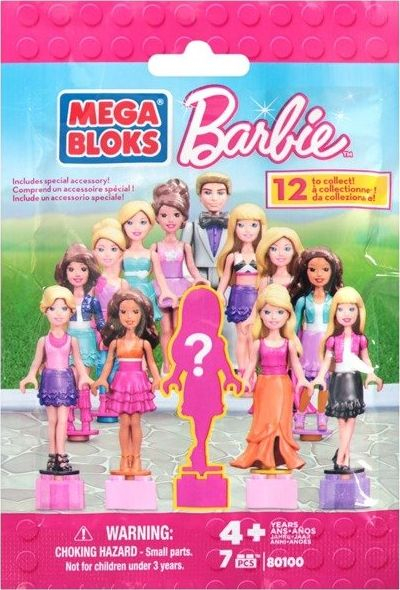 Set lodër Mega Bloks Barbie Drawing 3D, mini figurine suprizë, 7 pjesë, rozë