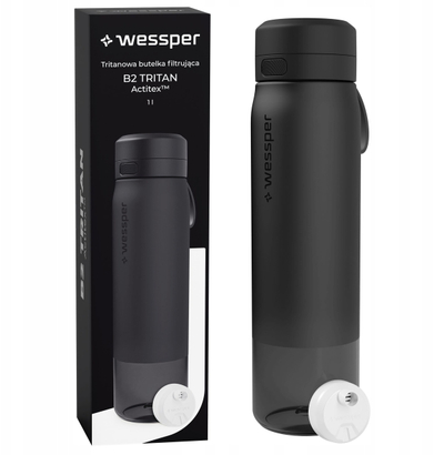 Shishe me filtër Wessper B2 Tritan Actitex, 1000ml, pa BPA, e zezë