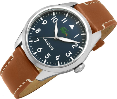 Orë dore Lacoste 3 Hand, 42mm, mekanizëm quartz, kafe