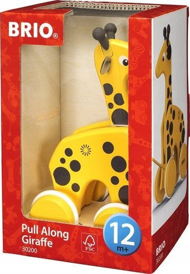 Lodër druri që tërhiqet BRIO Giraffe, në formë gjirafe, për kalamaj