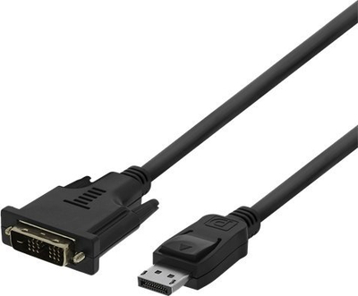 Kabllo video Deltaco 00110010, DisplayPort në DVI DVI D, 3m, e zezë