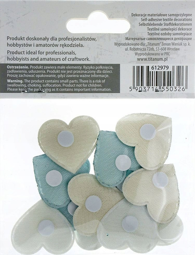 Stiker dekorativ Titanum Hearts, vetëngjitës, 32x29mm, metalik blu