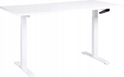 Tavolinë zyre me lartësi që e çon vetë, 160 x 72 cm, me manivel, e bardhë