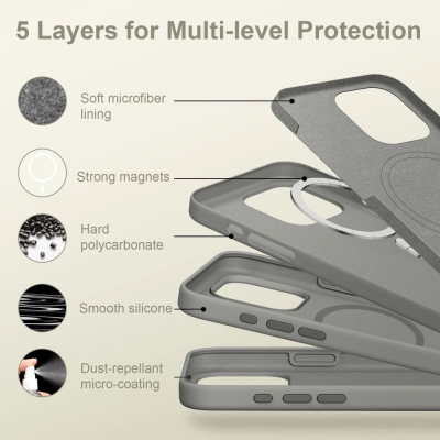 Maskë telefoni Tech-Protect Silicone MagSafe për iPhone 16 Pro, silikon, gri mat Clay