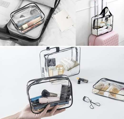 Set çantash organizuese Transparent Necessities, 3 pjesë, PVC, transparente