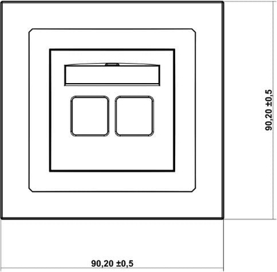 Prizë murale Karlik 7DGFK, SAT + RJ45 1x, silver metallic