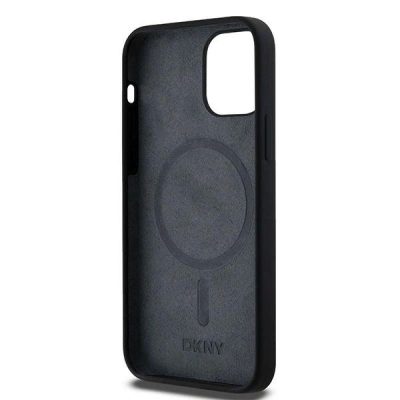 Futrollë telefoni DKNY Liquid Silicone Arch Logo MagSafe, për iPhone 12 12 Pro, silikoni, e zezë