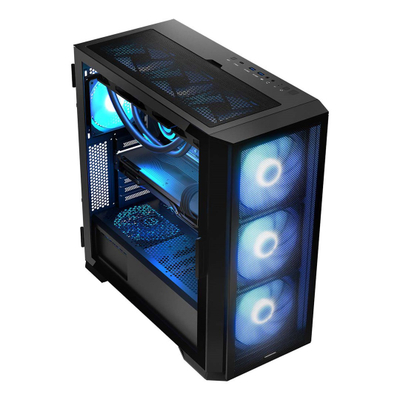 Kuti kompjuteri MODECOM HORIZON ARGB Flow, MIDI, USB 3.0, Type C, e zezë