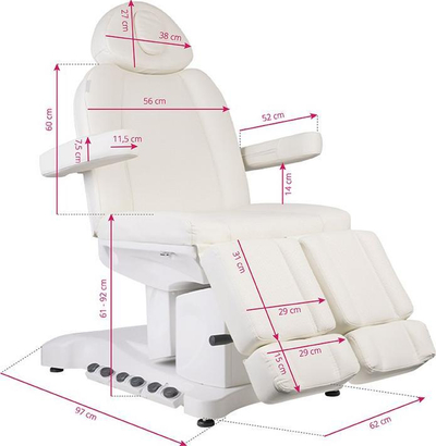 Електрична козметичка столица Azzurro 708BS Pedi Pro Exclusive, 3 мотори, со греење, бела