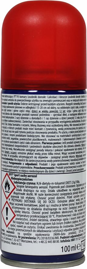 Repelent OFF! Sport Dry, kundër mushkonjave dhe rriqrave, aerosol