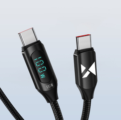 Kabllo USB C Wozinsky WUCCC1, PD 100W, me ekran fuqie, 1m, e zezë