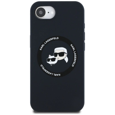 Маса за телефон Karl Lagerfeld KLHMPSE4SKCHTCK, течен силикон, MagSafe, за iPhone 16e 6.1", црна