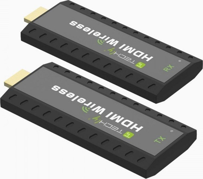 Extender AV Techly IDATA HDMI WL53, transmetues edhe marrës HDMI pa kabllo, i zi