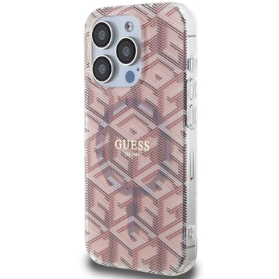 Kllëf telefoni Guess IML GCube MagSafe për iPhone 15 Pro 6.1", rozë