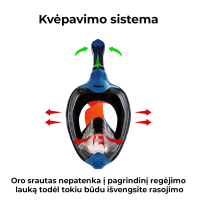 Maskë zhytjeje Beaster BS1520SF, full face, L/XL, blu me të zezë