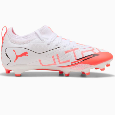 Копачки за фудбал Puma Ultra 5 Match Jr FG MG, природен и вештачки терен, бели