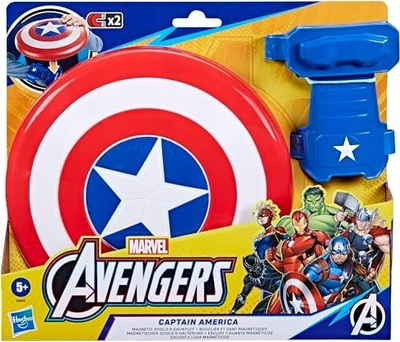 Set lodrash Hasbro Marvel Avengers Captain America, mburojë me magnet, dorezë me magnet, shumëngjyrëshe