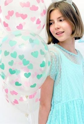 Balona dekorative Strong Heart Balloons Crystal Clear, 30 cm, set me 6 copë, transparente