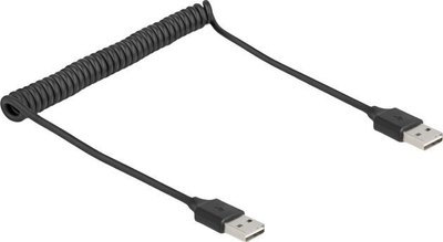 Kabllo spiral USB DeLOCK EASY USB 2.0 Type A në Type A, e zezë