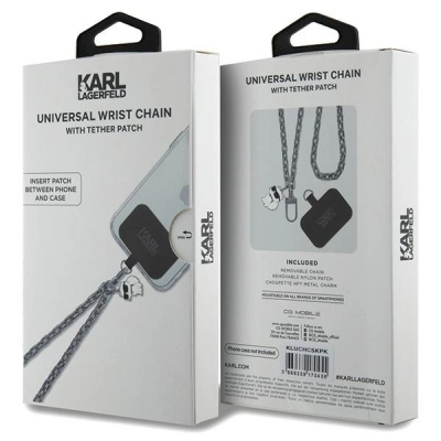 Rrip telefoni Karl Lagerfeld Wrist Chain Choupette, varse zinxhir, argjendtë