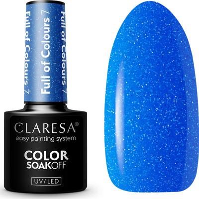 Llaks hibrid për thonj CLARESA Full of Colours 7, 5g, blu me pika zbukuruese