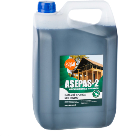 Antiseptik për dru Asepas 2, bidon 5 litra, për jashtë, i tejdukshëm