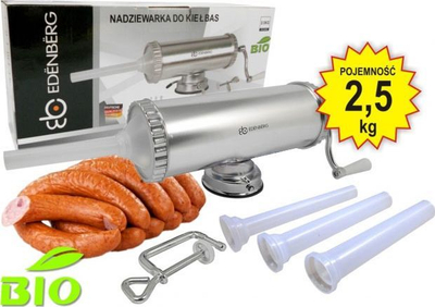 Mbushës salsiçesh Sausage Stuffer EH-6911 EB-3191, 2.5kg, manual, argjendtë