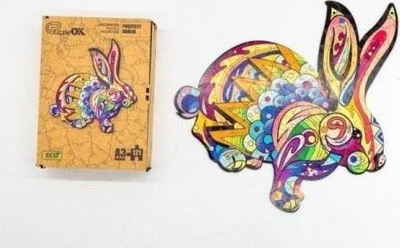 Mozaik druri PuzzleOK Eco Fluffy Rabbit, 60 pjesë, format A4