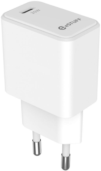 Полнач за ѕид ESTUFF US-C Charger EU, USB-C, 20W PD, бел