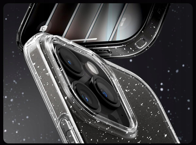 Kapak telefoni Spigen Liquid Crystal Glitter për iPhone 16 Pro Max, Crystal Quartz, transparent me shkëlqim