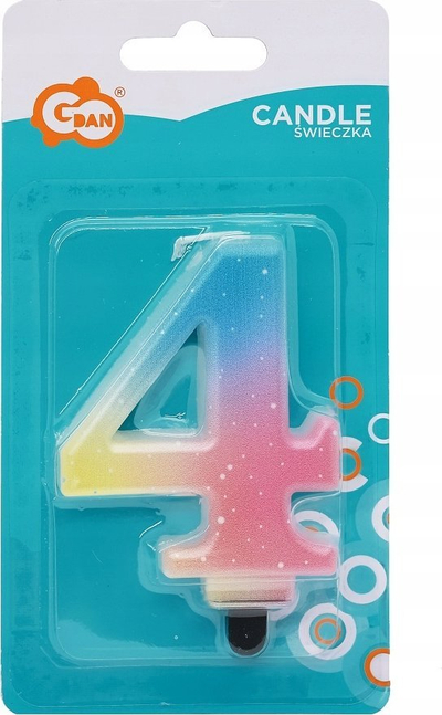 Qiri ditlindje Godan numri 4, pastel ombre, 8 cm, shumngjyrësh
