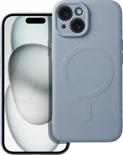 Силиконска обвивка Mag за iPhone 15, компатибилна со MagSafe, светло сина