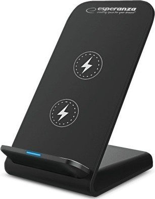 Mbajtëse tavoline për telefon Esperanza PHOTON EZC101, karikues wireless 15W, USB Type C, e zezë