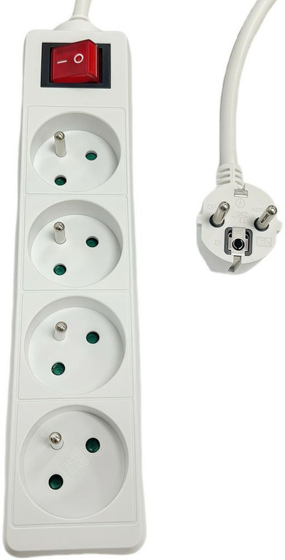 Prizë zgjatëse Microconnect me 4 dalje, me buton on/off, e bardhë