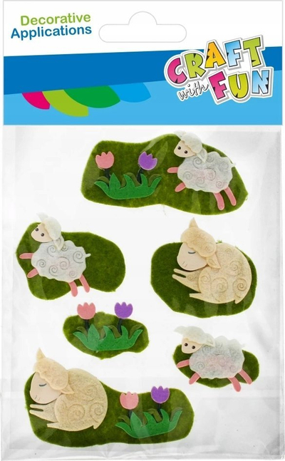Ornamente dekorative vetëngjitëse prej ndjere CRAFT WITH FUN Sheep 531805, 6 copë, shumëngjyrëshe