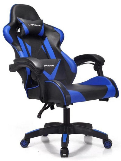 Karrige gaming VidaXL Happygame 7911, ergonomike, lëkurë sintetike, blu me të zezë
