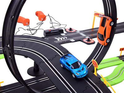 Set pistë garash Jokomisiada Track Racing RC0546, 2 makina, me telekomandë, shumëngjyrësh