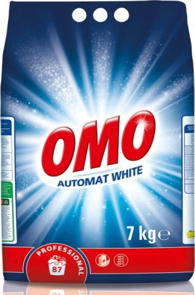 Detergjent rrobash OMO Automat White, pluhur, 7kg, për teshat e bardha
