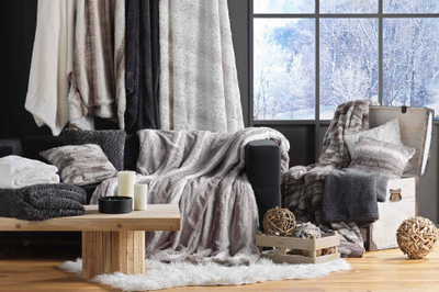 Batanije dekorative Douceur d'intérieur Fur Throw, 125x150cm, poliester, gri