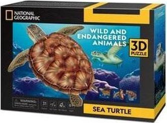 Puzzle 3D Cubic Fun Sea Turtle, 31 pjesë, model për mësim, shumëngjyrësh