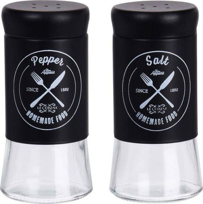 Set enësh kripë dhe piper Le Cuisine, qelq, metal, i zi