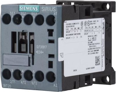 Kontaktor i energjisë Siemens (3RT2016-1BB42), 9 A, 3P, 24 V, DC, 0N 1R S00 